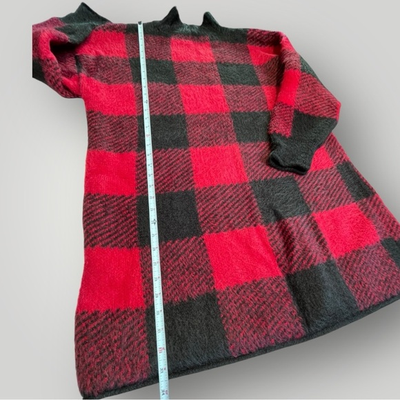 SO Red/Black Checkered Fluffy Soft Long Sweater - Picture 10 of 13